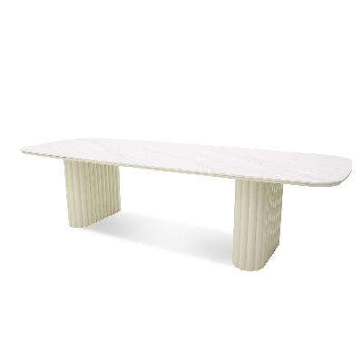 belvano 3m stone top outdoor dining table - snow white
