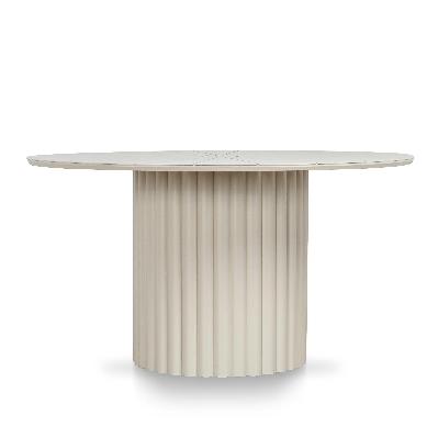 belvano 1.4m outdoor round dining table - cream white