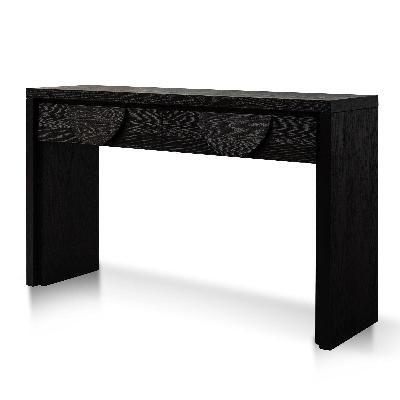 bonnie 140cm wooden console table with drawers - textured espresso black