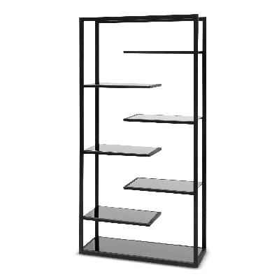 cathleen 1.8m(h) black glass shelving unit - black frame 