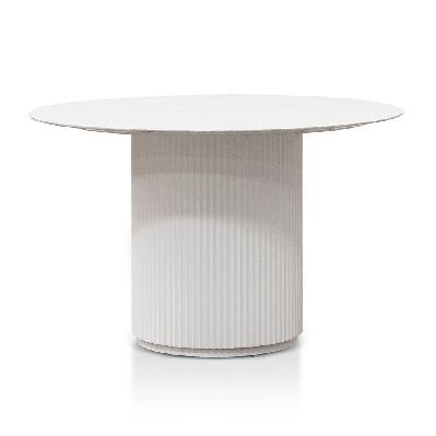 elino 1.2m round marble dining table - white 