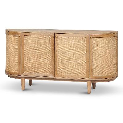 jesse 1.7m natural elm sideboard - rattan doors 