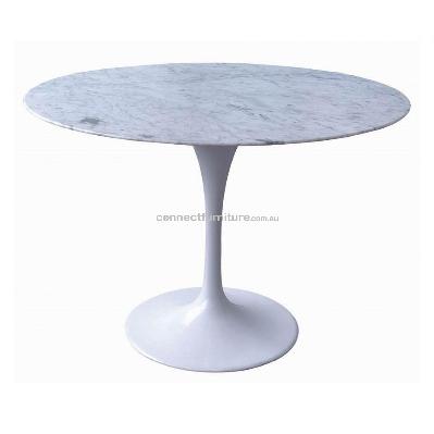 tulip 90cm round marble dining table - eero saarinen - aluminium 