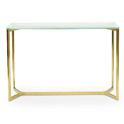 cannon 1.2m glass console table - gold base 