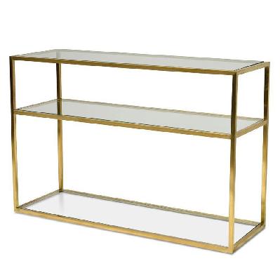 noel 1.2m glass console table - gold base 