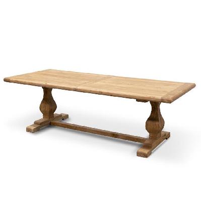 titan reclaimed 2.4m elm wood dining table - rustic natural 