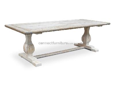 titan reclaimed 1.98m elm wood dining table - rustic white washed 