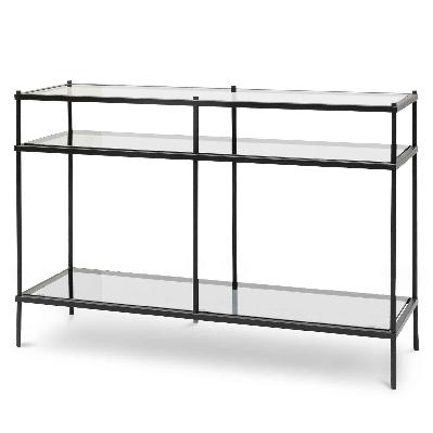 trevino 1.2m grey glass console table - black base 