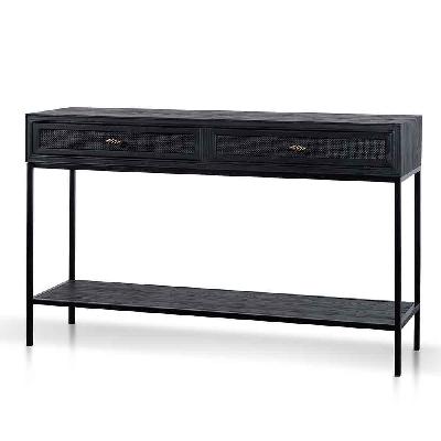 saniya 1.4m console table - full black 