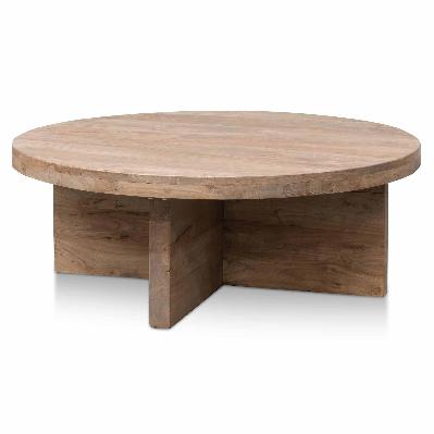 ramona 100cm round coffee table - natural - thick base 