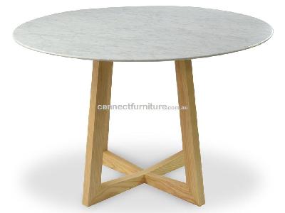 zodiac 1.15m round marble dining table - natural 