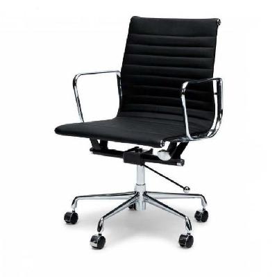 floyd low back office chair - black leather - with arms 