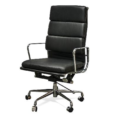ashton high back office chair - black leather - with arms 
