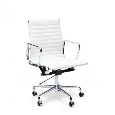 floyd low back office chair - white leather - with arms 
