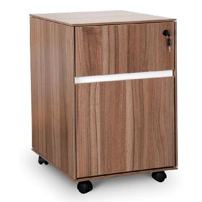 excel 2 drawer wooden mobile pedestal - walnut 