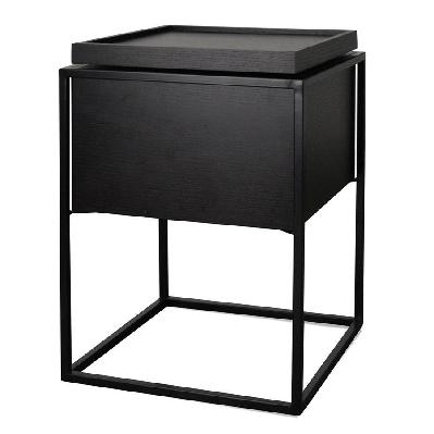 cane scandinavian side table - black 