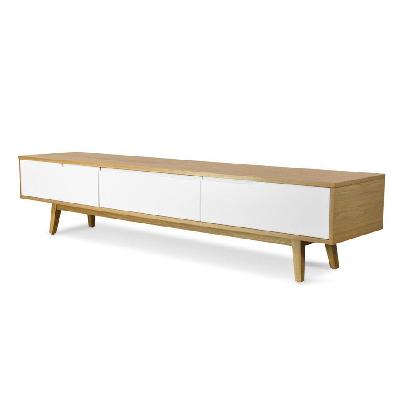 marc 2.1m wooden scandinavian tv unit - lowline - natural 