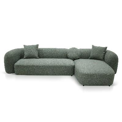 justus 3 seater right chaise sofa - amazon green 