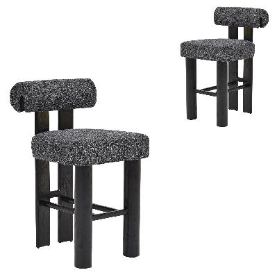 set of 2 - remy black barstool - field charcoal