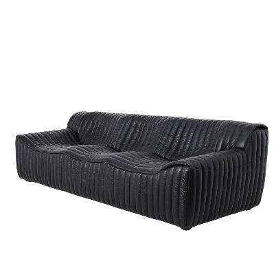 duvina 3 seater sofa - black leather 