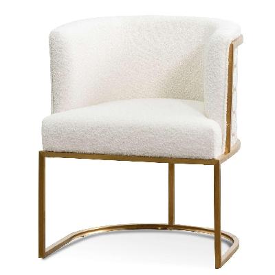 carma ivory white boucle lounge chair - brushed gold 
