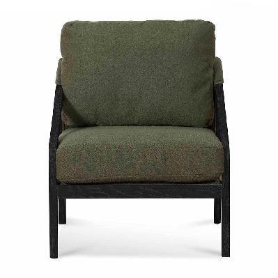 roland green fabric lounge chair - black frame 