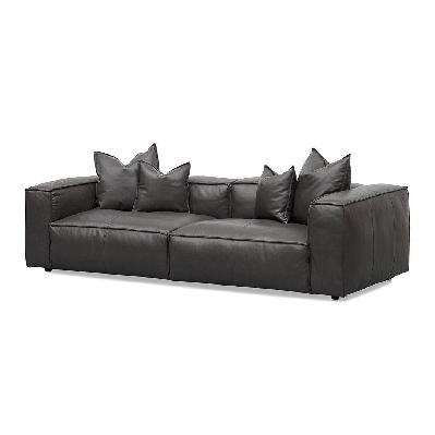 loft 4 seater sofa with cushion and pillow - shadow grey leather 