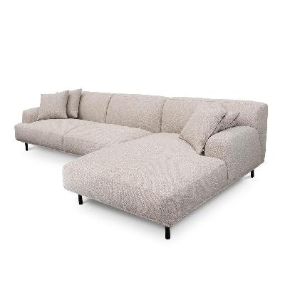jasleen 3 seater right chaise fabric sofa - sterling sand 