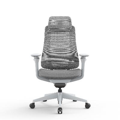 sevanto mesh office chair - light grey with headrest