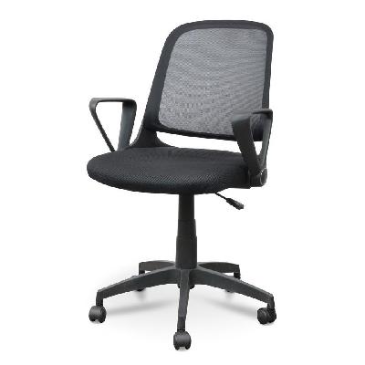 heston fabric office chair - full black - with arms 