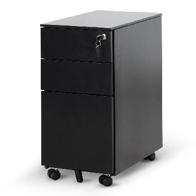 russel 3 drawers slim mobile pedestal - black 