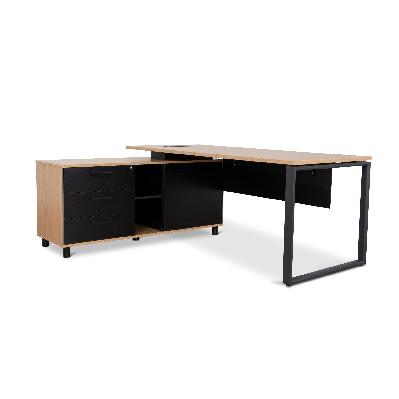 halo 1.8m executive desk left return with black legs - natural 
