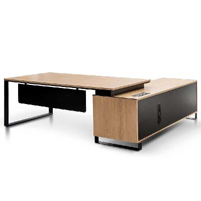 janell 2.3m left return office desk - natural 