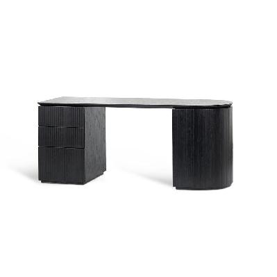 albina 1.77m left drawer office desk - black oak