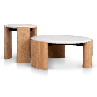 marbela nested marble coffee table - natural