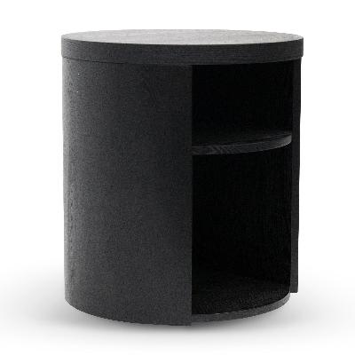 honigold round wooden bedside table - black mountain 