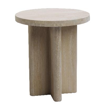 agosti travertine marble round side table - natural 