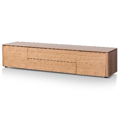 norris 2m entertainment tv unit with middle drawer - natural oak 