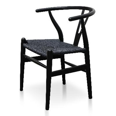 set of 2 - harper wooden dining chair - full black 