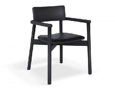 andi wooden armchair black ash upholstered seat - with charcoal fabric cushion 