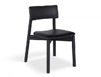 andi wooden dining chair black ash upholstered seat - vintage tan vegan leather seat pad 