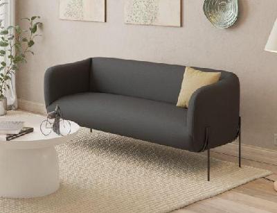 belle 2.5 seater sofa in storm grey - brushed matt gold legs