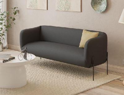 belle 2.5 seater sofa in storm grey - matt black legs