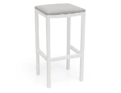 halki outdoor bar stool backless matt white - with light grey cushion 