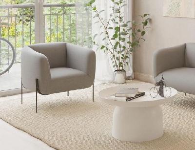 belle cloud grey armchair - brushed matt bronze legs 