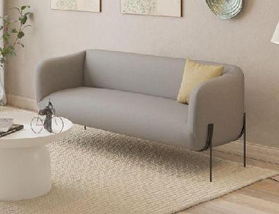belle 2.5 seater sofa in cloud grey - brushed matt gold legs