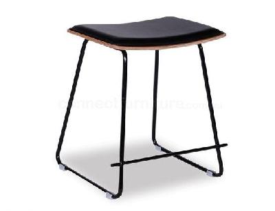 hudson modern low stool black frame black upholstered seat 