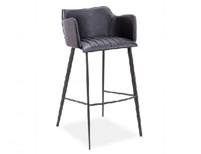 andorra bar stool black vintage vegan leather - 65cm seat height counter kitchen stool