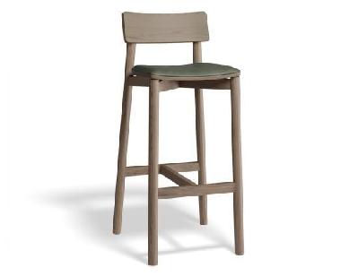andi wooden bar stool autumn walnut upholstered seat - 75cm seat height vintage green vegan leather seat pad 