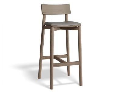 andi wooden bar stool autumn walnut upholstered seat - 75cm seat height vintage grey vegan leather seat pad 